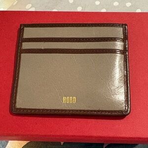 NWT HOBO Taupe and Dark Brown Leather Card Holder